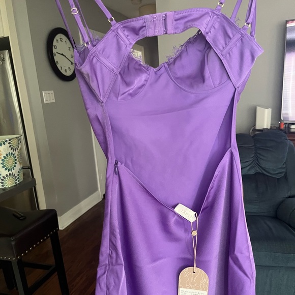 Meshki Joselyn Purple Satin Mini Dress XS - Picture 4 of 5